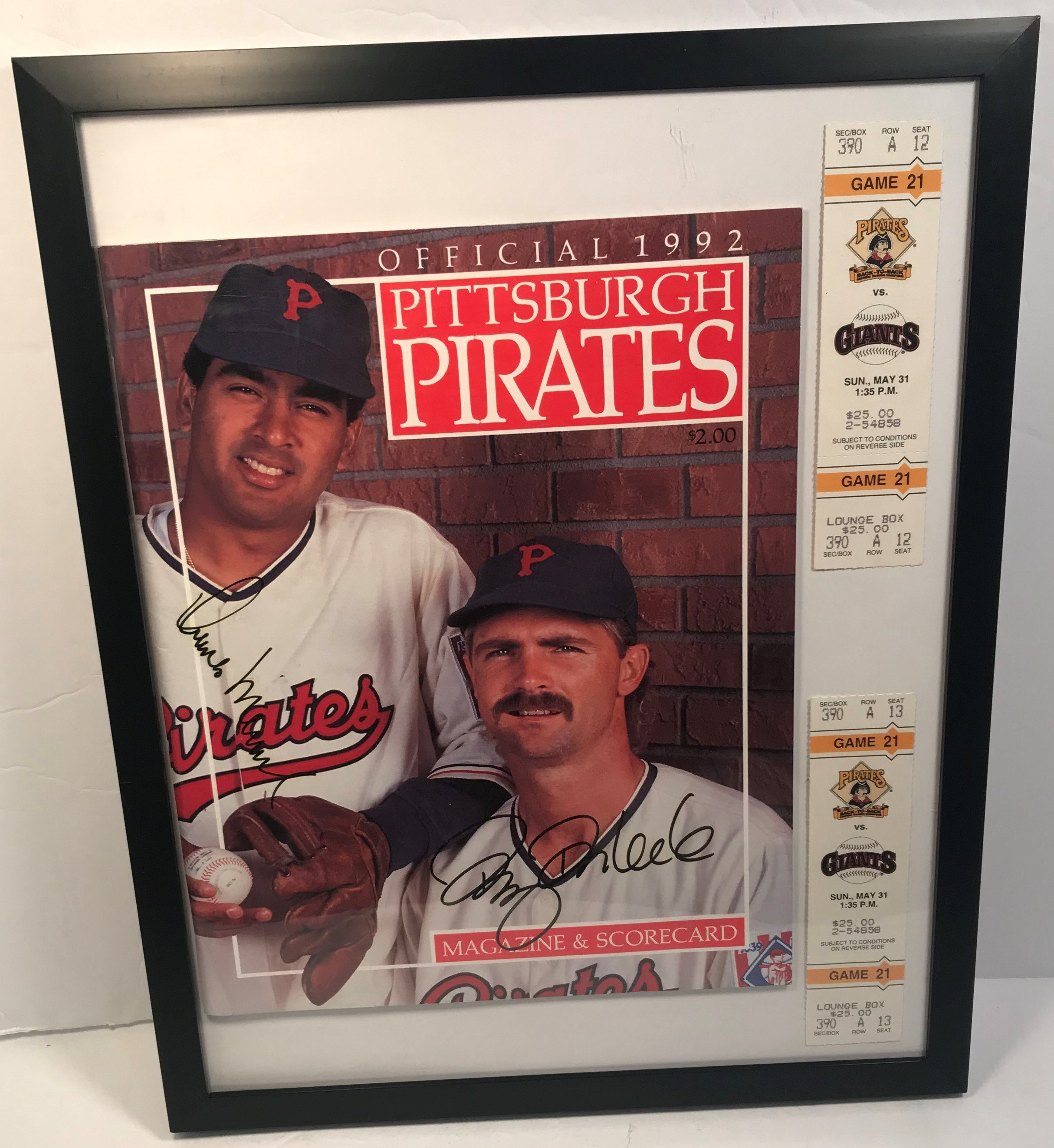 Pittsburgh Pirates Turn Back the Clock Program Signed 1992 