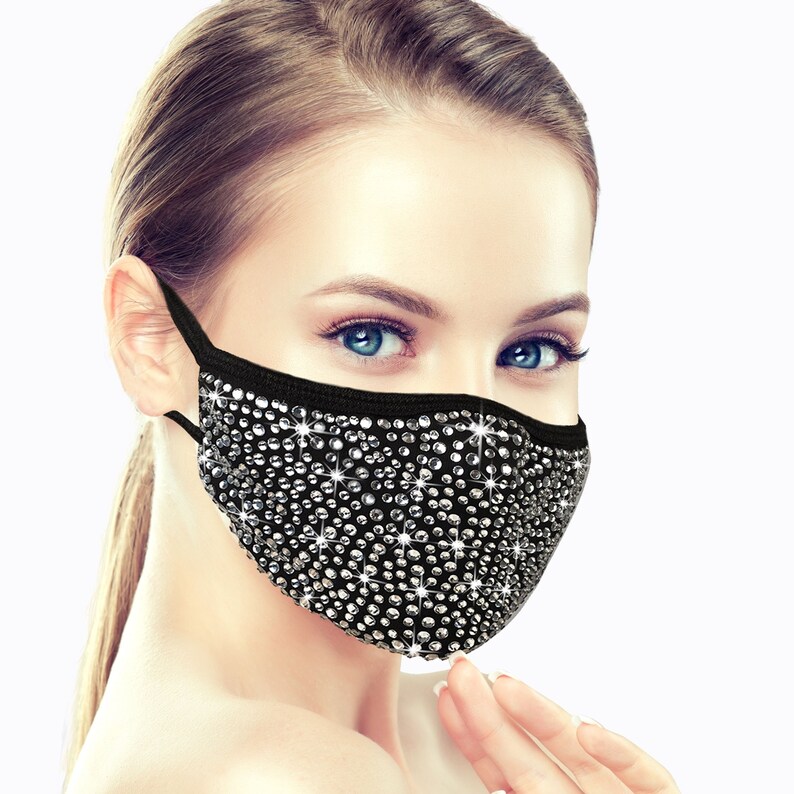 Rhinestone Bling Face Mask for women with a Pocket for Filter Etsy