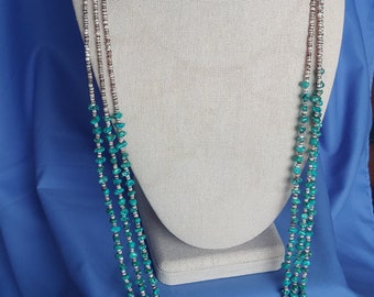Vintage 3-Strand Heishi Necklace with Turquoise Beads