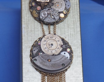 Steampunk Themed Pocket Watch Brooch