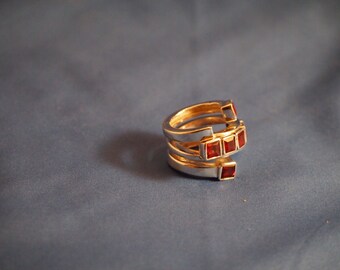 Silver and Garnet Cocktail Ring