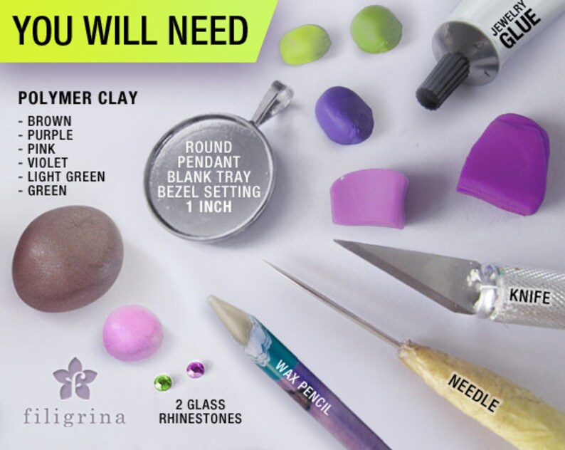 PDF Polymer clay filigree applique TUTORIAL floral pendant 1 Etsy