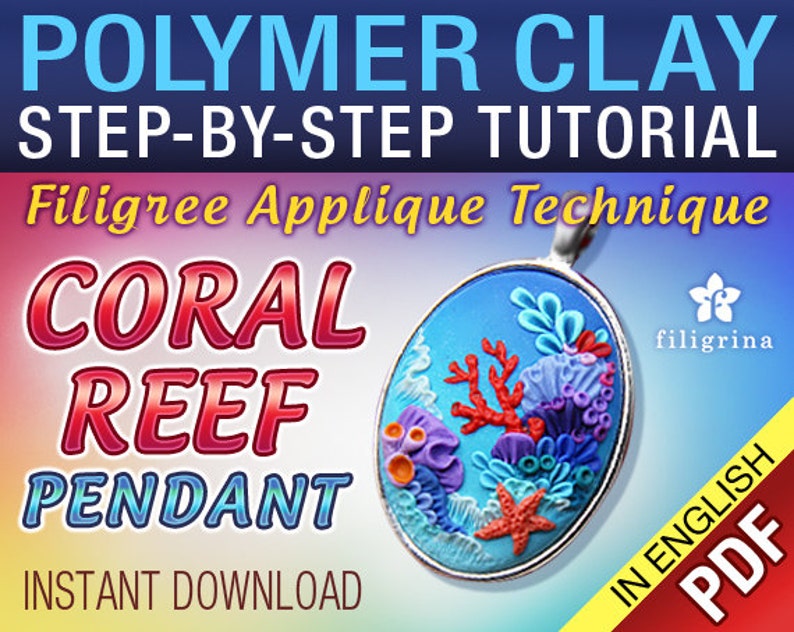 Pdf Polymer clay filigree applique CORAL REEF tutorial. DIY Etsy