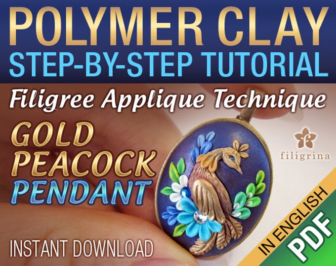 Pdf Polymer Clay Filigree Applique BIRD TUTORIAL Floral Peacock Diy