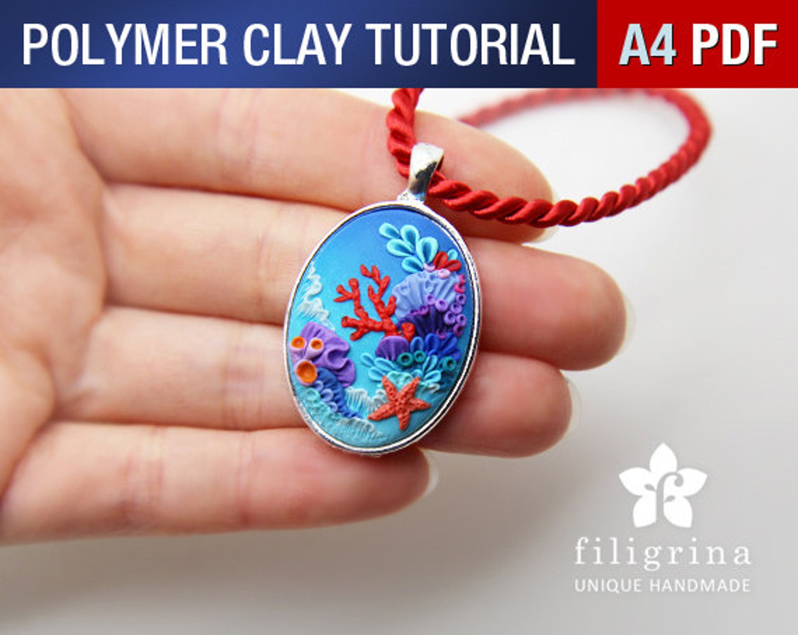 Pdf Polymer clay filigree applique CORAL REEF tutorial. DIY Etsy