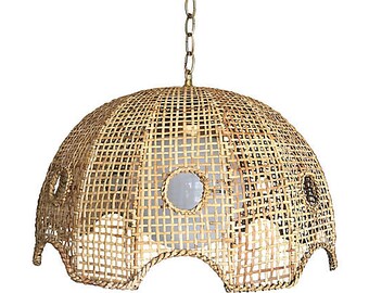 wicker pendant light etsy