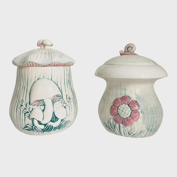 Mid Century Mushroom Jars - Pair
