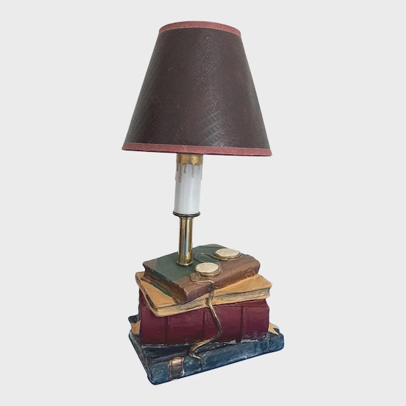 1970s Trompe' loeil Books Lamp