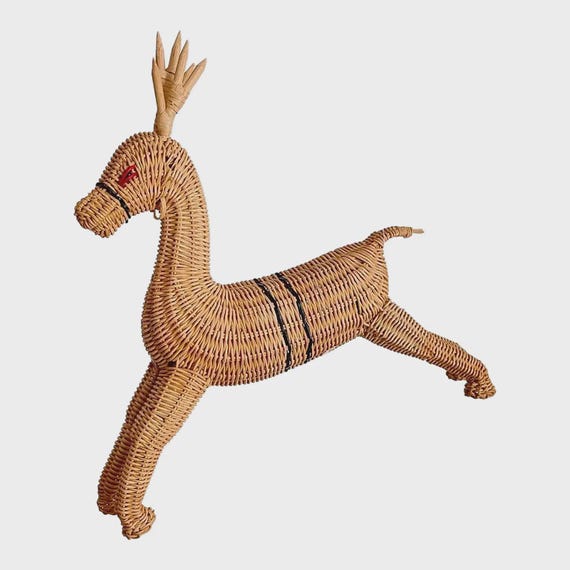 1970s Oversize Wicker Deer
