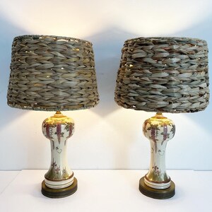 Antique Asian Wisteria Lamps & Shades a Pair image 3