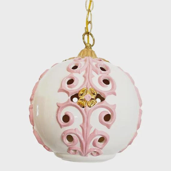 Pierced Ceramic Globe Light, C1960