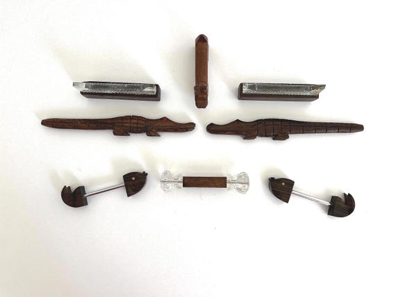 French Crystal & Wood Knife Rests - Set of 8