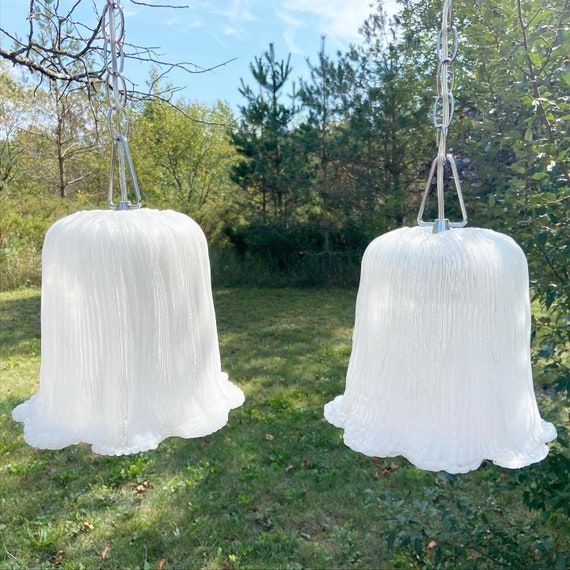 1960s Lucite Tulip Pendant Lights - a Pair