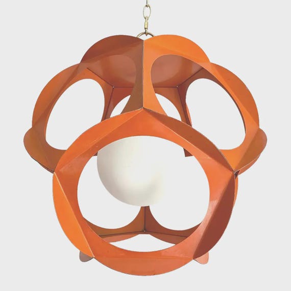 Modern Orange Geometric Globe Light, C1960