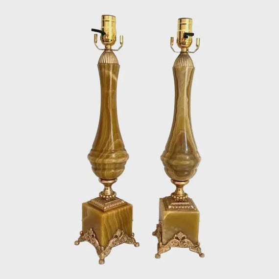 Italian Onyx lamps, Pair
