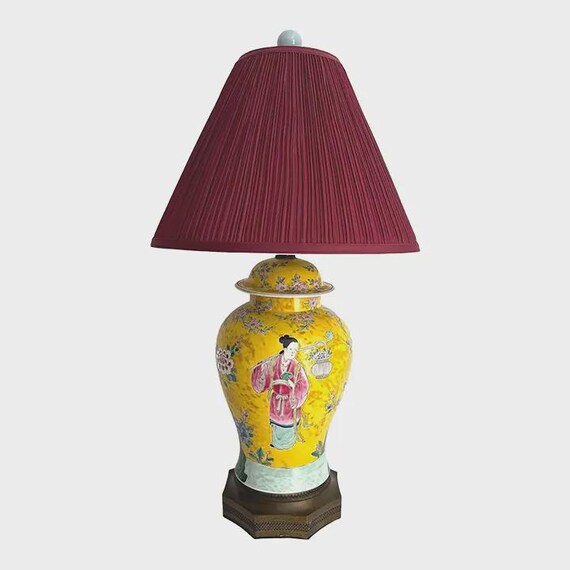 Geisha Ginger Jar Lamp & Shade, C1950