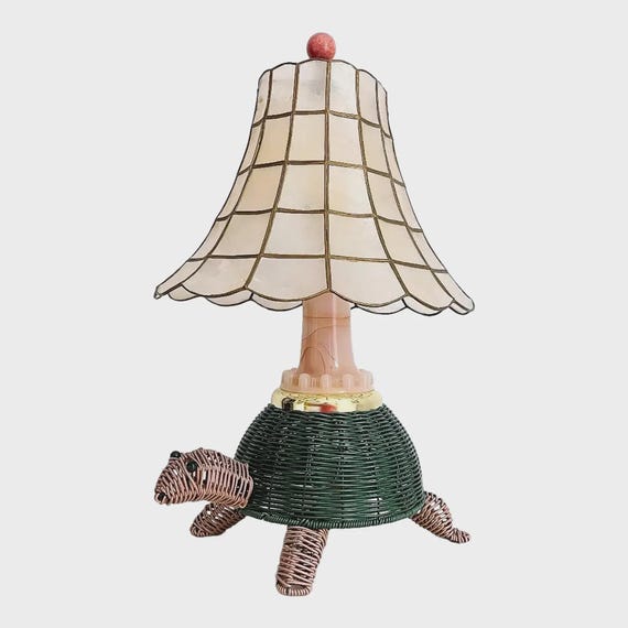 Mid Century Turtle Lamp & Shell Shade