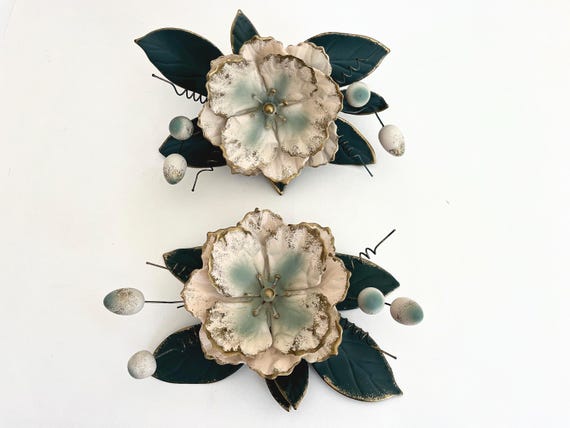 Pair Tole Magnolias