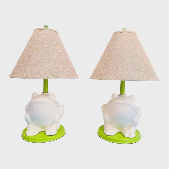 Giant Plaster Frog Lamps & Shades - Pair C1970