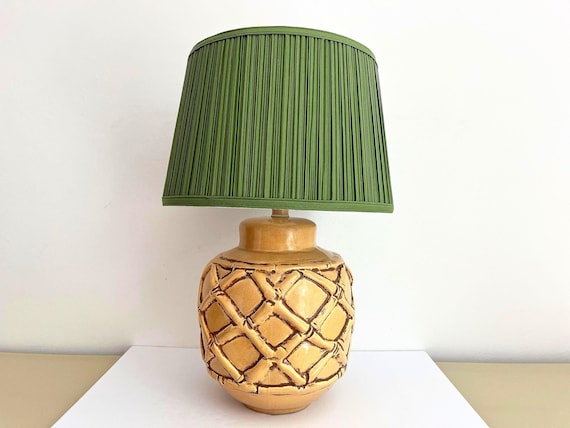 Ceramic Bamboo Jar Lamp & Shade, C1960