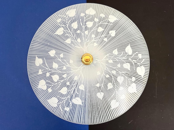 Striped Leafy Flush Light, 1960s