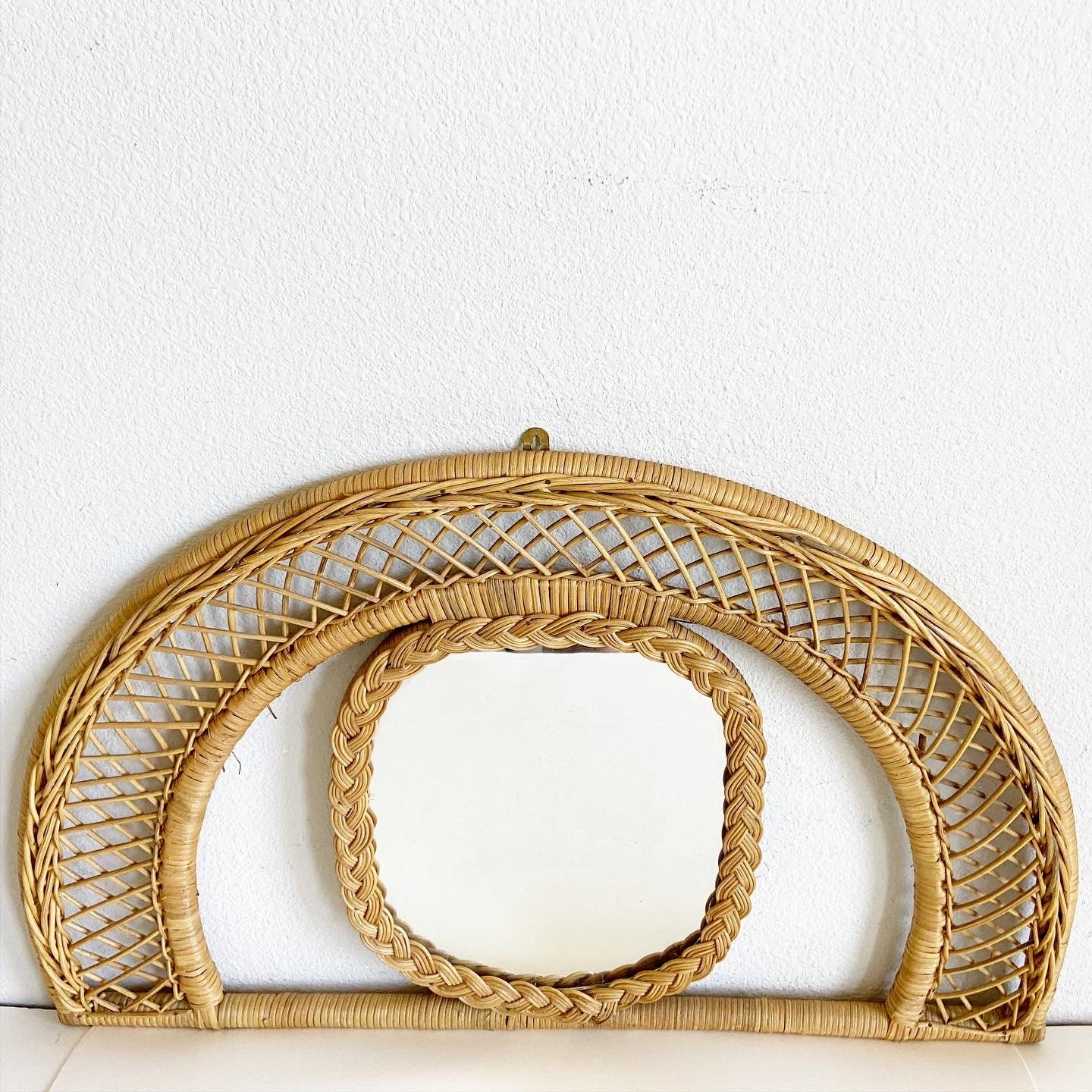 Arched Wicker & Rattan Mirror