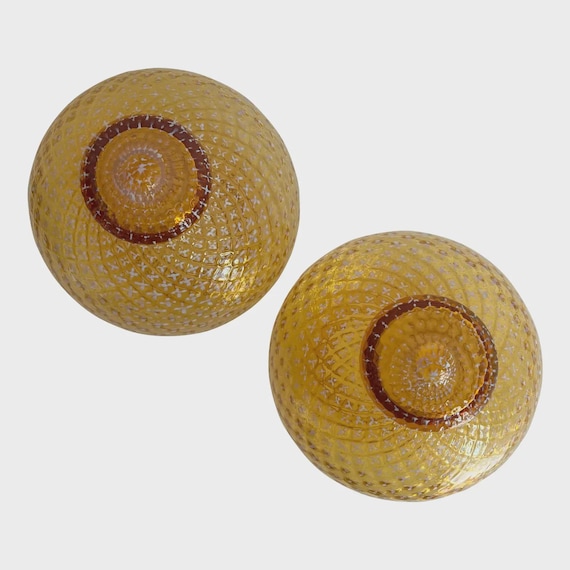 Gold Globe Flush Lights by Lightolier - Pair