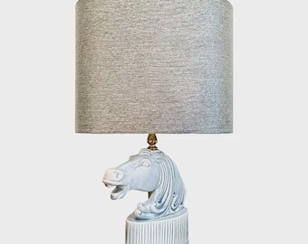 1950s Ceramic Horse Head Lamp & Shade
