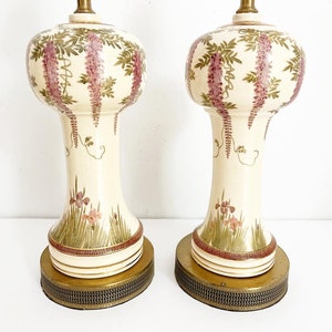 Antique Asian Wisteria Lamps & Shades a Pair image 2