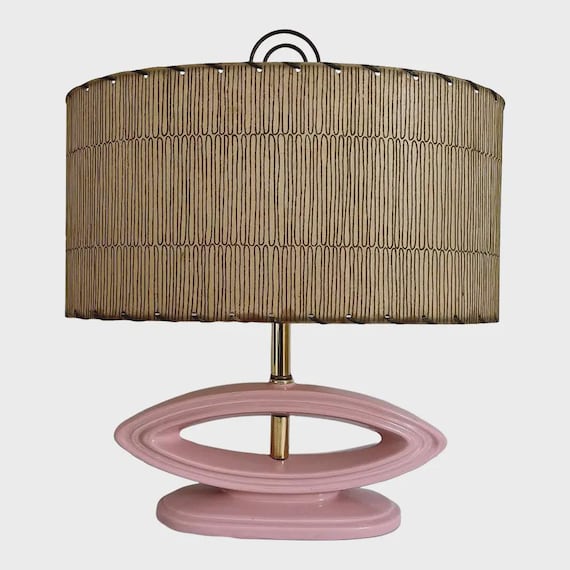 Modern Pink Oval Lamp & Shade, C1960