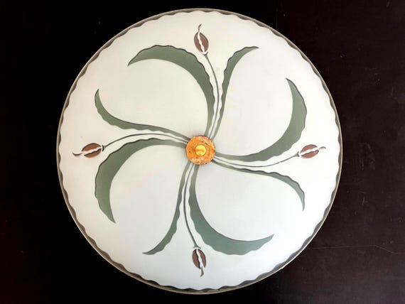 Modern Orchids Flush Light, C1960