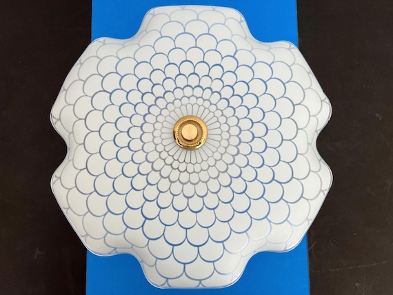 1950s Frosted Glass Petaled Flower Flush Light