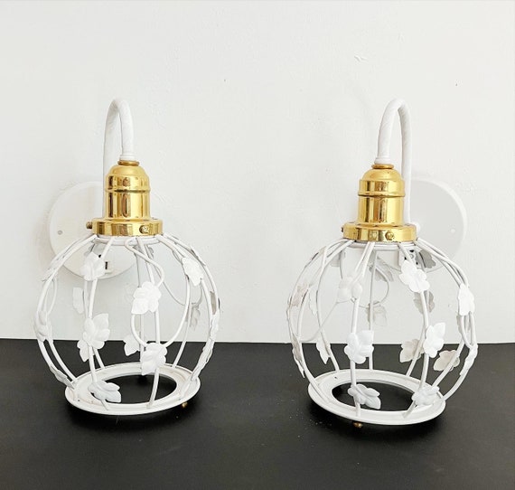 1960s Tole Ivy Sconces - Pair