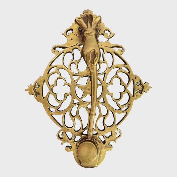 Victorian Brass Hand & Gavel Door Knocker, 1940s