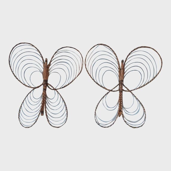 1970s Wicker Butterflies - Pair