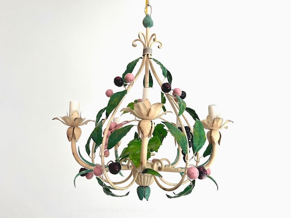 Italian Tole Cherries Chandelier, 1950s