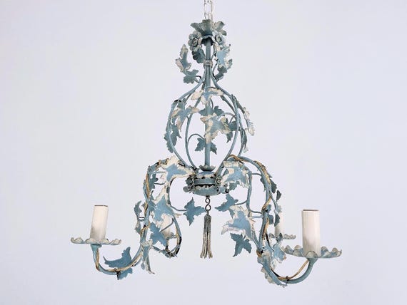 Blue Ivy Tole Chandelier, 1950s