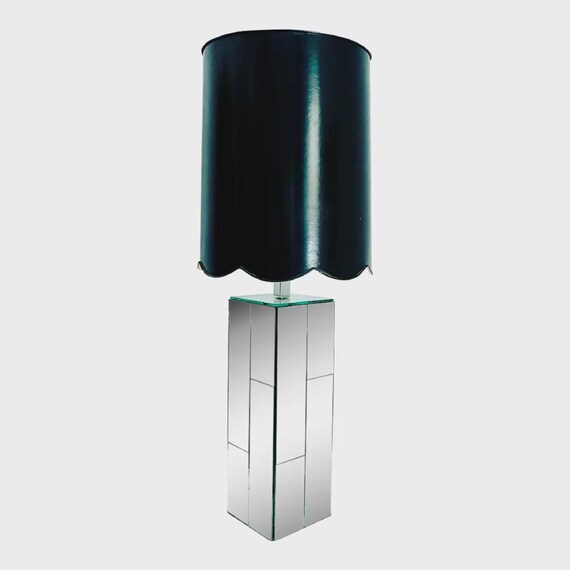 Mid Century Mirrored Column Lamp & Shade