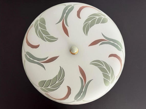 1940s Art Nouveau Leafy Glass Ceiling Light
