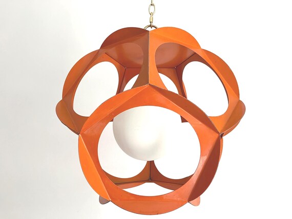 Mid Century Geometric Iron Pendant Light, C1960