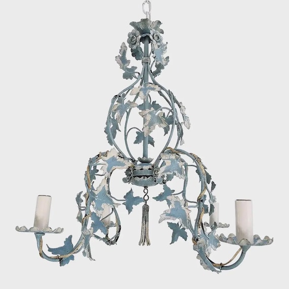 Blue Ivy Tole Chandelier, 1950s