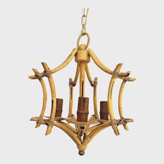 Italian Bamboo Pagoda Chandelier, 1960s