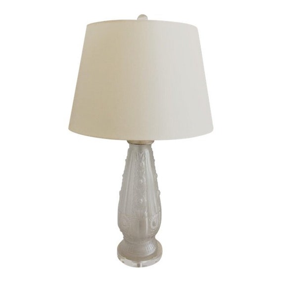 Antique French Frosted Glass Lamp