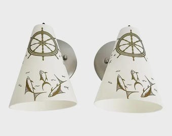 Mid Century Coastal Sconces - Pair
