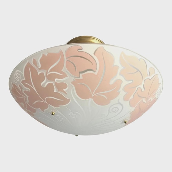 1950s Pink Oak Leaf Ceiling Light