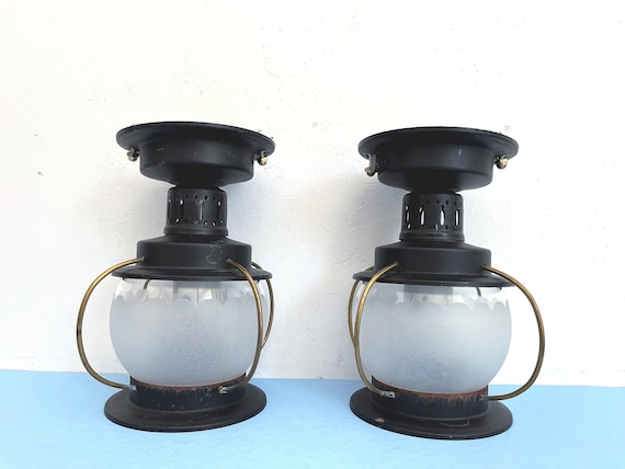 1950s Nautical Lantern Lights, Pair