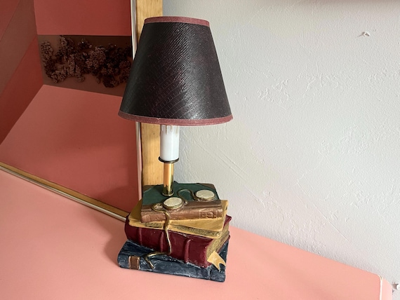 1970s Trompe' loeil Books Lamp