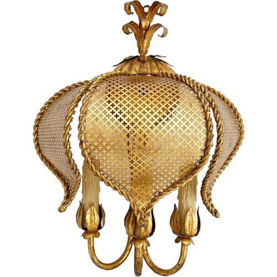 Midcentury Italian Florentine Pierced Lotus Wall Light