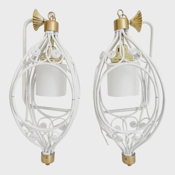 Rattan Swing-Arm Sconces - Pair, C1970