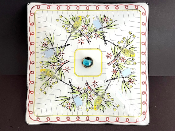 Deco Parakeets Ceiling Light, 1940s